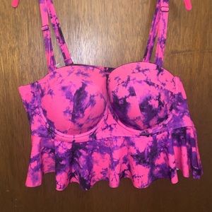 Torrid Pink and Purple TieDye Swim Top Size 2